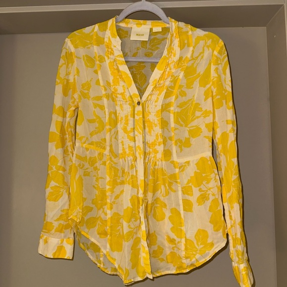 Maeve Tops - Maeve Anthropology Yellow Floral Women's Top